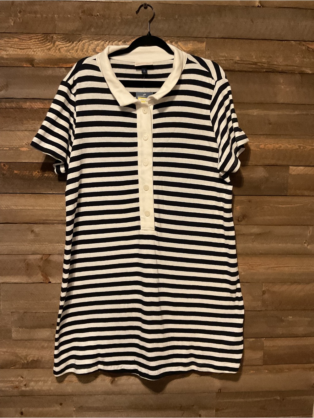Universal Thread Blue/White Striped Collared Button Knit T-Shirt Dress XL NWT
